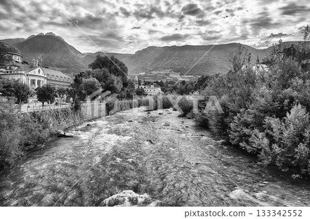 Passirio River flowing through Merano city center, South Tyrol, Italy Passirio River flowing through Merano city center, South Tyrol, Italy 133342552