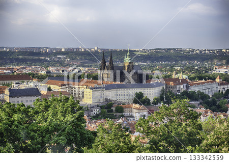 Prague Castle dominating the cityscape, Czech Republic Prague Castle dominating the cityscape, Czech Republic 133342559