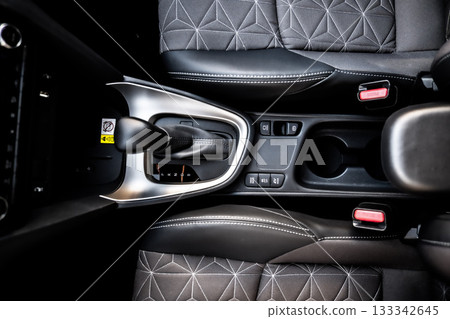 Netherlands - November 2025 : Toyota Yaris Cross interior. Hybrid subcompact crossover SUV produced Toyota. interior design new Toyota Yaris Cross model design inside the cabin. 133342645