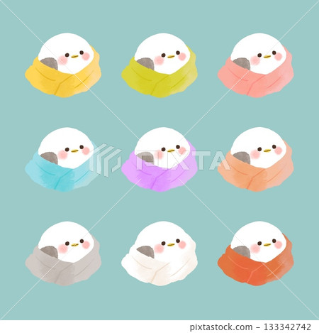 一群戴著圍巾的長尾山雀 133342742