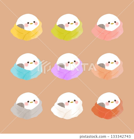 一群戴著圍巾的長尾山雀 133342743