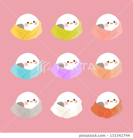 一群戴著圍巾的長尾山雀 133342744