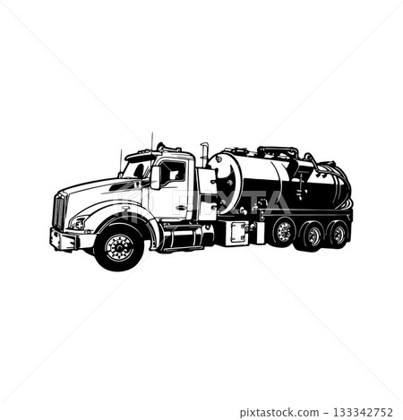 Vacuum Truck - Waste Removal - Special Vehicles, Heavy Equipment Stencil Cut File 133342752