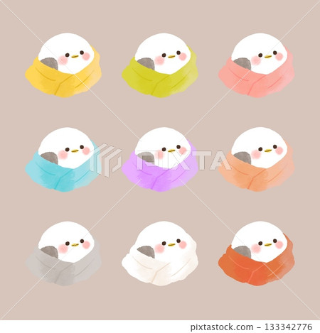 一群戴著圍巾的長尾山雀 133342776