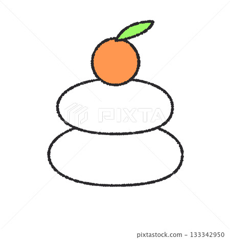 Illustration of a simple kagami mochi Illustration of a simple kagami mochi 133342950