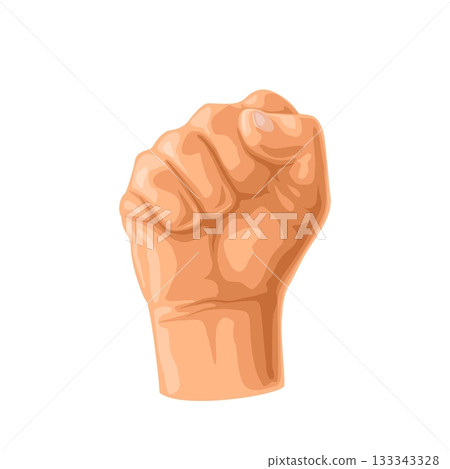 Hand with a clenched fist. Vector color icon Hand with a clenched fist. Vector color icon 133343328
