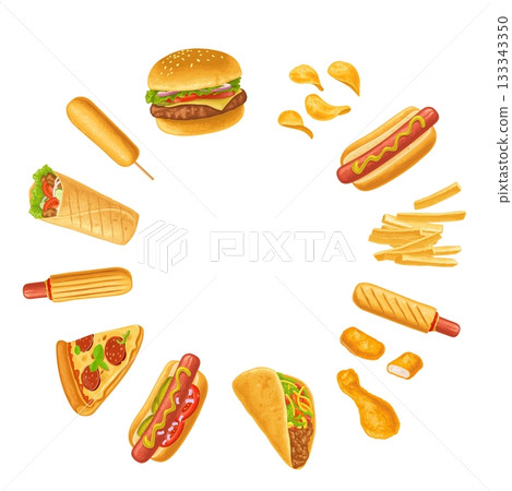 Dish for fast food menu. Vector realistic color Dish for fast food menu. Vector realistic color 133343350