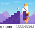 CBusinessman flying up by rocket. Color vector cartoon illustration. 133343398