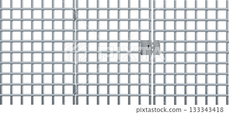 Realistic prison metal bars. Prison fence jail. Iron jail cage. Template design for criminal or sentence. Vector illustration 133343418