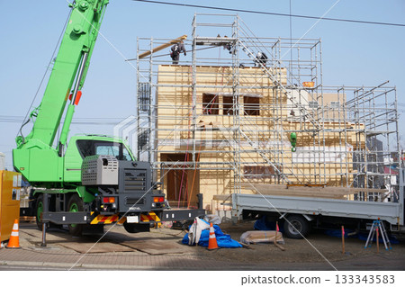 Scenery of a residential building construction site 133343583