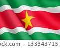 Suriname waving flag 3d illustration 133343715