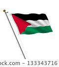 Palestine flagpole 3d illustration with clipping path 133343716