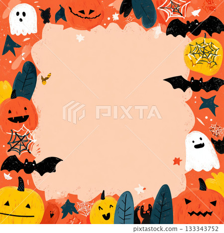 Cartoon Style Halloween Poster with Playful Colors and Text Space 133343752