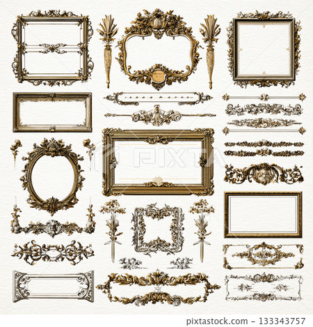 Vintage Decorative Frames and Borders 133343757
