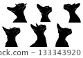 Black Solid Applying Cat Lipstick Owner Silhouettes Set of Six on White Background 133343920