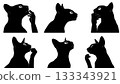 Black Solid Applying Cat Lipstick Owner Silhouettes Set of Six on White Background 133343921
