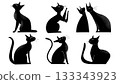 Black Solid Applying Sunscreen Cat Owner Silhouettes Set of Six on White Background 133343923