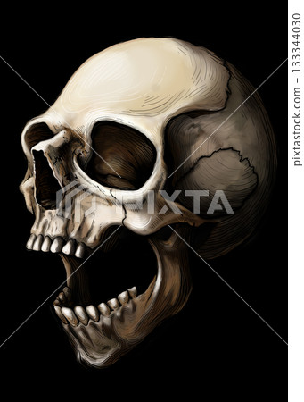 evil grinning human skull illustration black background evil grinning human skull illustration black background 133344030