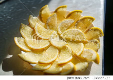 slices of lemon tart 133344242