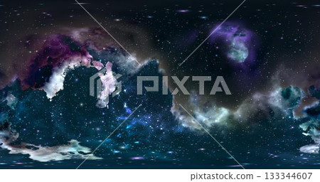 3d rendering. Space background with nebula and stars. Environment 360 HDRI map. Equirectangular projection, spherical panorama. 3d rendering. Space background with nebula and stars. Environment 360 HDRI map. Equirectangular projection, spherical panorama. 133344607