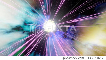 3D rendering. Wormhole in time and space. Movement at the speed of light. Abstract jump into space in hyperspace among colorful stars. Flying through nebulae or gas clusters. 3D rendering. Wormhole in time and space. Movement at the speed of light. Abstract jump into space in hyperspace among colorful stars. Flying through nebulae or gas clusters. 133344647