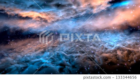 3d rendering. Space wallpaper and background. Universe with stars, constellations, galaxies, nebulae and gas and dust clouds 133344656