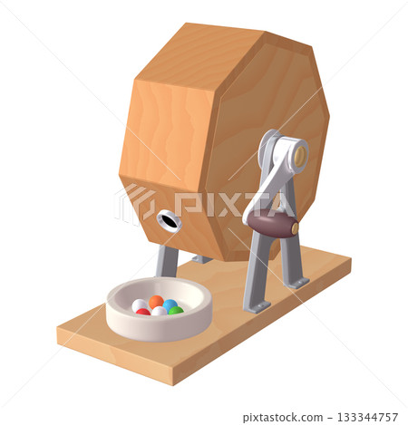 活動及特殊場合插畫素材：Garapon 彩票機（1_3）黃色，附彩券球 133344757