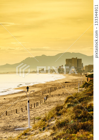 Spanish coastline, Gandia beach 133344911
