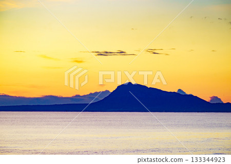 Sunrise over sea, coast landscape 133344923