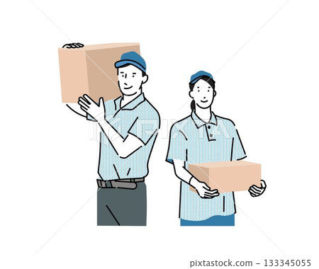 Illustration material of men and women working in the driver truck delivery industry - logistics - moving company - warehouse - delivery business image Illustration material of men and women working in the driver truck delivery industry - logistics - moving company - warehouse - delivery business image 133345055