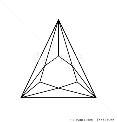 Triangular diamond cut shape. Design diagram. Trillion brilliant cut mockup. Diamond top view. Gemstone triangle outline icon for jewellery design, branding, packaging, logotype, digital graphic. 133345066