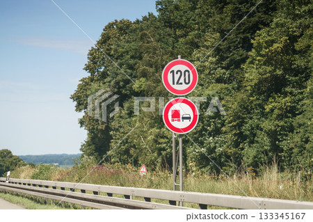 road sign on a highway 133345167