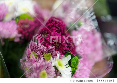 beautiful bouquet of mixed flowers in vase 133345561