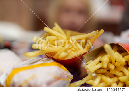 french fries in a restaurant french fries in a restaurant 133345571