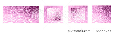 Censorship texture and gray pixel mosaic backgrounds. Checkered patterns hide text, image, or other prohibited privacy content. Vector graphic illustration with censor blur pattern for protection and 133345733