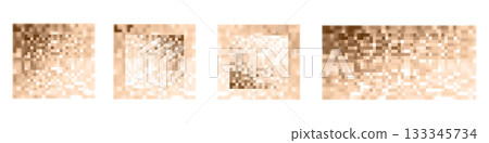 Censorship texture and gray pixel mosaic backgrounds. Checkered patterns hide text, image, or other prohibited privacy content. Vector graphic illustration with censor blur pattern for protection and 133345734