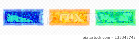 Censorship texture and gray pixel mosaic backgrounds. Checkered patterns hide text, image, or other prohibited privacy content. Vector graphic illustration with censor blur pattern for protection and 133345742