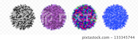 Censorship texture and gray pixel mosaic backgrounds. Checkered patterns hide text, image, or other prohibited privacy content. Vector graphic illustration with censor blur pattern for protection and 133345744