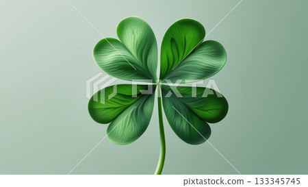 A vibrant four-leaf clover stands out against a soft green backdrop, showcasing its lush green leaves and symbolizing luck and good fortune in a bold, artistic presentation A vibrant four-leaf clover stands out against a soft green backdrop, showcasing its lush green leaves and symbolizing luck and good fortune in a bold, artistic presentation 133345745