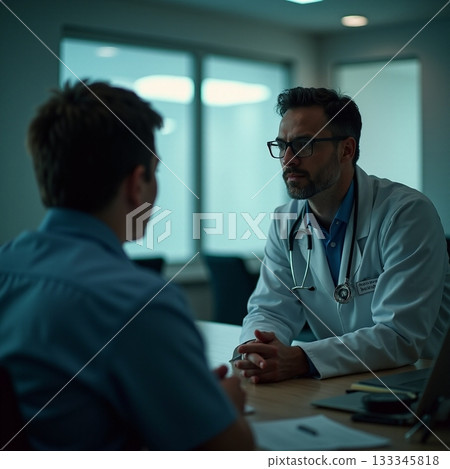 Doctor conducts patient consultation in clinic setting Generative AI 133345818