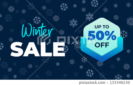 Modern Winter Sale Banner with Cool Blue Gradient Design 133346230