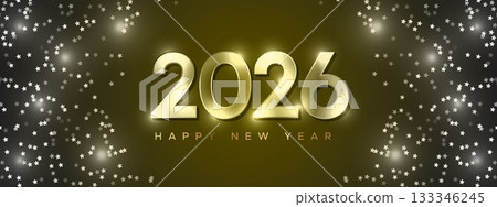Golden Luxury 2026 Happy New Year Glitter Banner 133346245