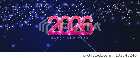 Pink Shine Happy New Year 2026 Sparkling Banner Pink Shine Happy New Year 2026 Sparkling Banner 133346246