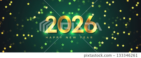 Green Gold Light Happy New Year 2026 Sparkle Banner Green Gold Light Happy New Year 2026 Sparkle Banner 133346261