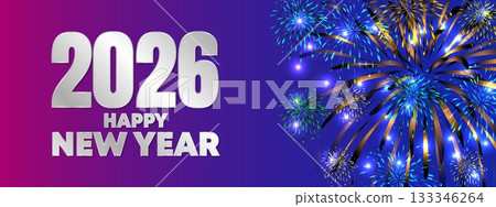 Bold Pink Purple 2026 Fireworks Celebration Banner Bold Pink Purple 2026 Fireworks Celebration Banner 133346264