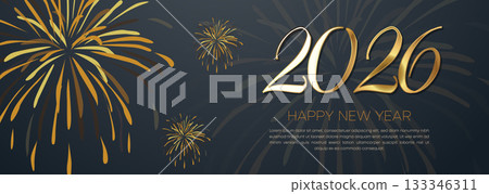 Golden Glow 2026 Happy New Year Banner with Elegant Light Trails and Luxury Layout Golden Glow 2026 Happy New Year Banner with Elegant Light Trails and Luxury Layout 133346311
