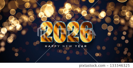 Golden Glitter 2026 Happy New Year Party Banner Golden Glitter 2026 Happy New Year Party Banner 133346325