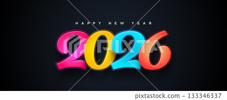 Multicolor Gradient 2026 Happy New Year Typography 133346337