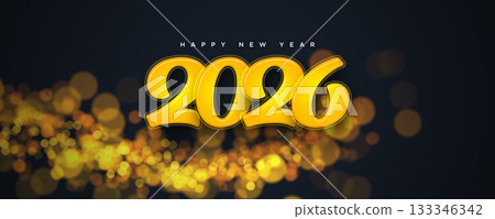 Yellow Glow 2026 Happy New Year Background 133346342