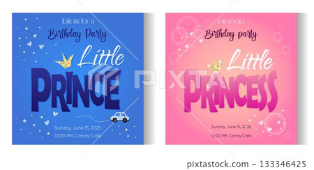 set of cards Prince and Princess Digital Birthday Party Invitations Editable Template set of cards Prince and Princess Digital Birthday Party Invitations Editable Template 133346425
